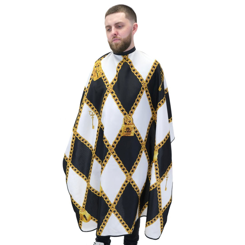 Barber Capes - Barber Cape - hair cutting capes- snap button capes- best barber capes- barber capes with designs- barber smocks and capes - barber capes for sale- barber supplies -King Midas Empire
