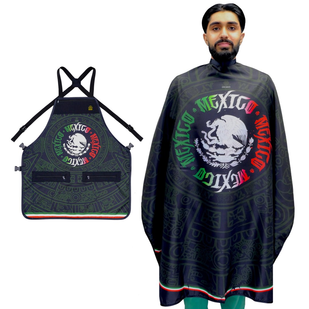 mexico barber cape- aztec barber cape - aztec barber apron- mexico cape and apron set-