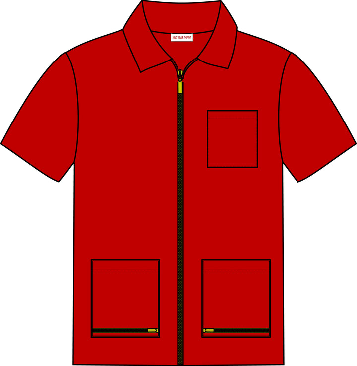 Red Barber Jacket- Custom barber jacket- custom barber smock- custom barber jackets - custom barber smocks- personalized barber smocks- barber smock custom- custom barber smocks with logo- custom barber smocks and capes