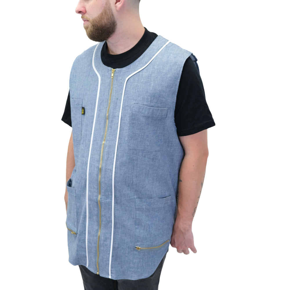 denim barber vest- barber vest- barber vests -vest for barber - barber vest for men- hair cutting vest- barber cape-king midas empire