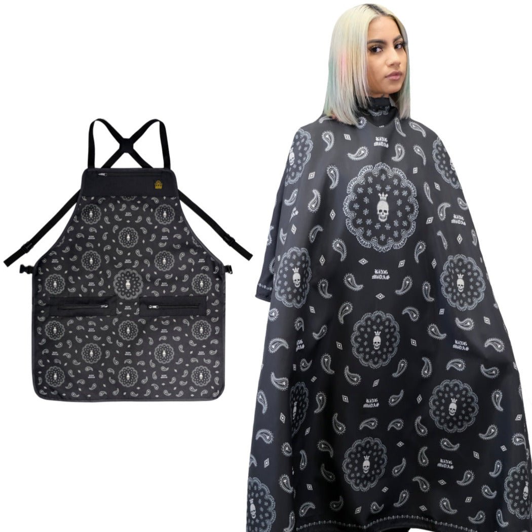 barber apron and cape set -barber cape - barber apron - barber cape- barber aprons for men-professional barber cape- barber apron set- barber cape combo-salon apron- hair stylist apron- barber apron- barber cape-hair cutting apron- hair cutting cape- salon apron- salon cape- king midas barber capes - king midas aprons