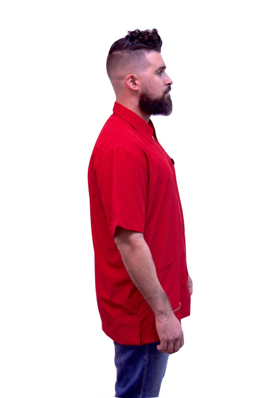 barber jackets - King Midas Red Barber Jacket - Smocks - Barber Smocks - Barber Jackets - barber smocks for men- barber smock- barber jackets-custom barber jacket- classic barber jacket- king midas barber smocks- king midas barber jackets-cheap barber jackets- nylon barber jackets- antique barber jackets- barber smocks custom- premium barber smock- traditional barber smock- sleeveless barber smocks- barber jackets mens