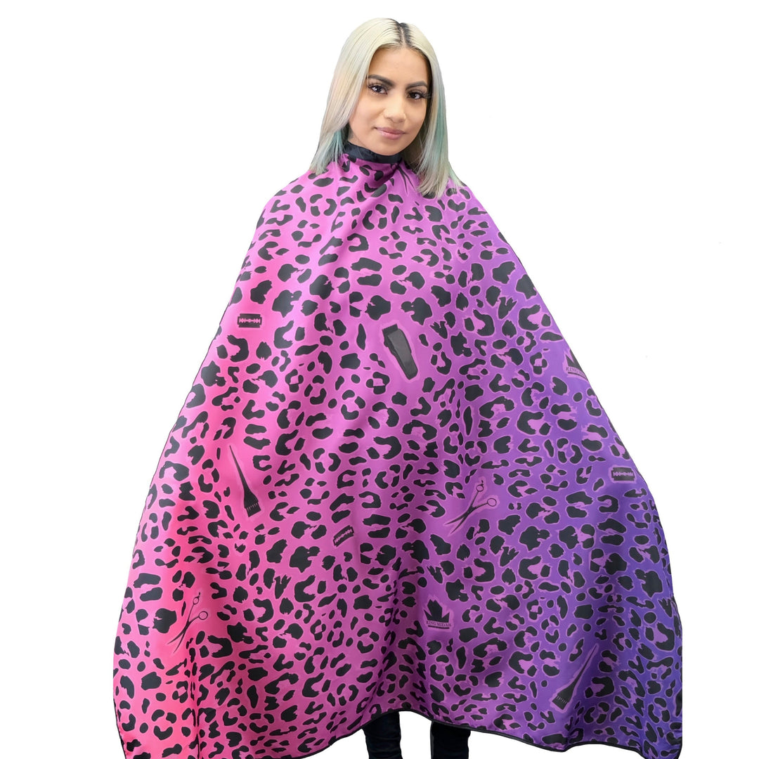 hair stylist cape- salon cape- hair styling cape - leopard print hair stylist cape- leopard barber cape- hair cutting cape