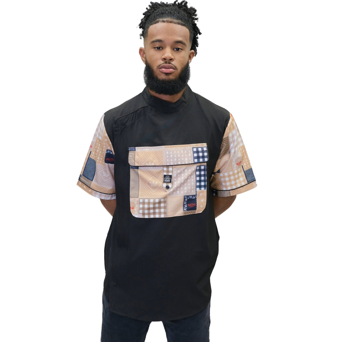 Black Royal 4 Life Old New York barber smock with short sleeves
