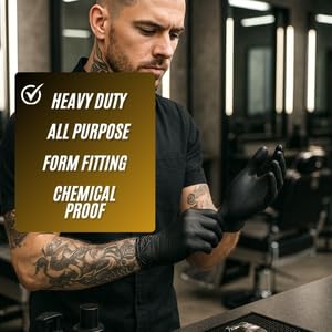 King Midas Nitrile Gloves- Box of 100, Barber Gloves, Gloves For Hairstylists, Durable, Powder Free, Latex Free