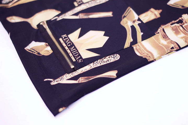 King Midas Barber Jacket Vintage Barber Smock (2X, Black, Gold)