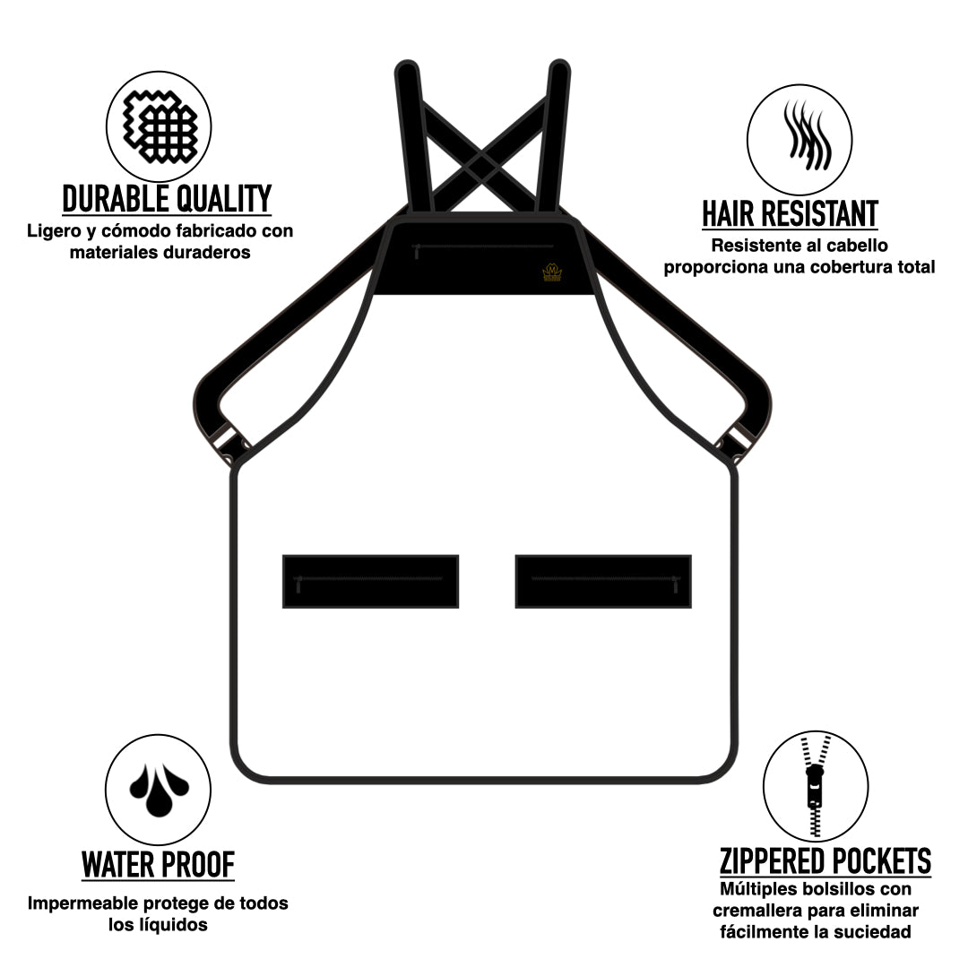 Barber Cape And Apron Set- Lock And Key- Black And White