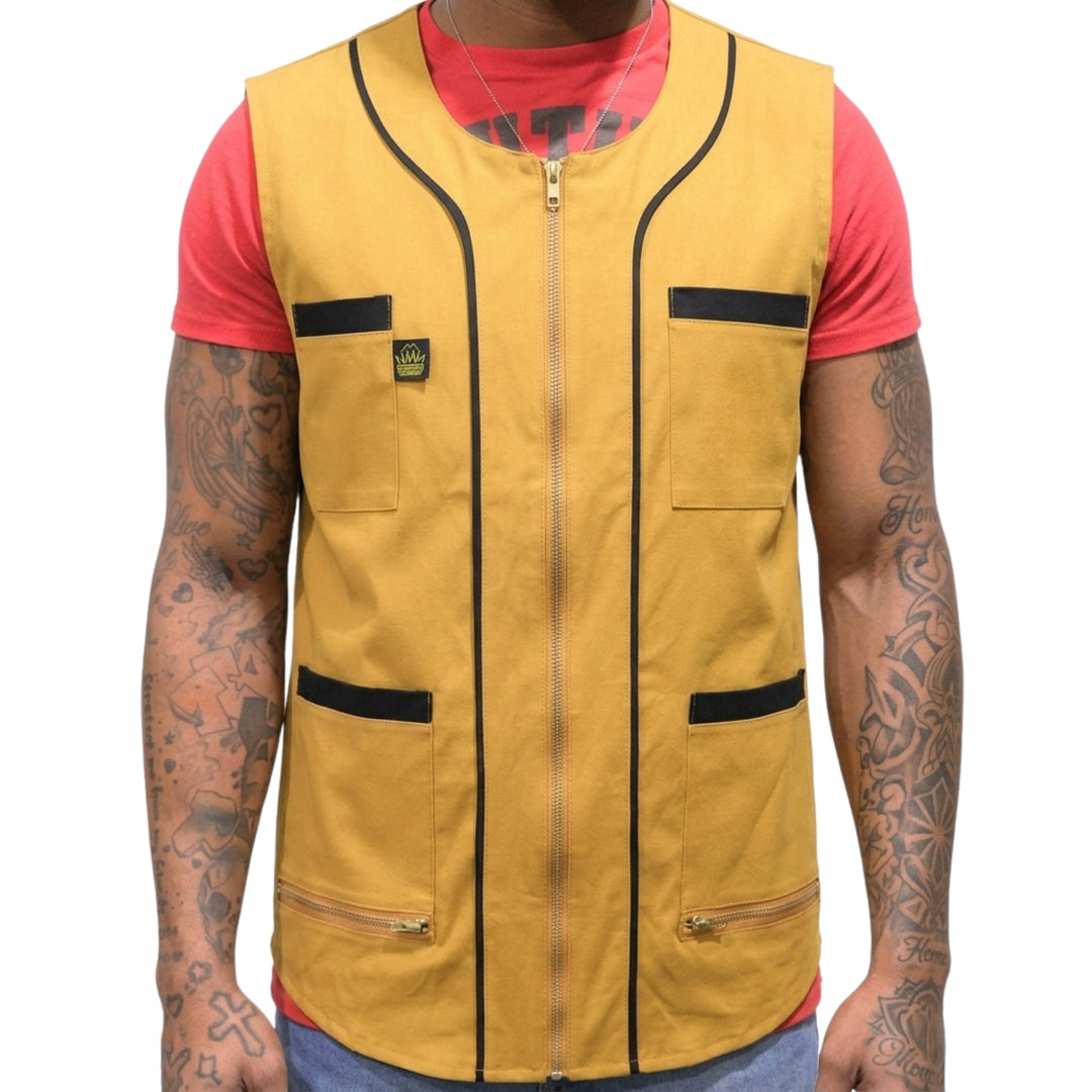 Yellow barber vest with black accents- vest for barbers