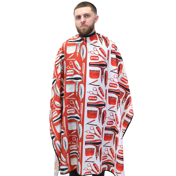 barber cape - barber capes -red and white