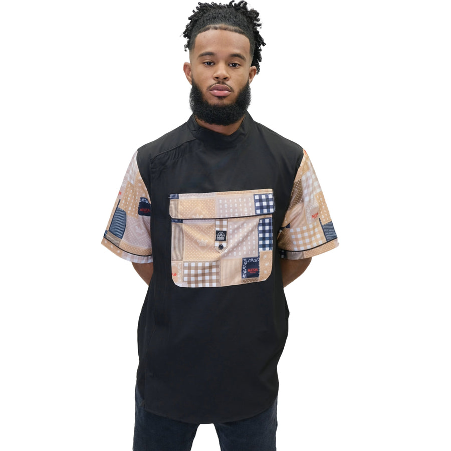 Black Royal 4 Life Old New York barber smock with short sleeves