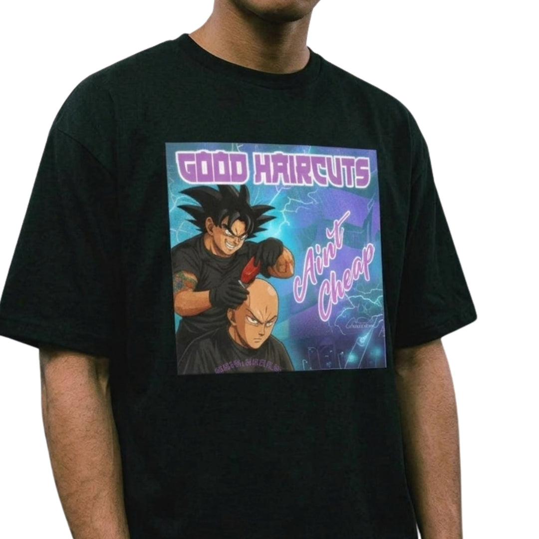 barber t shirt with anime design