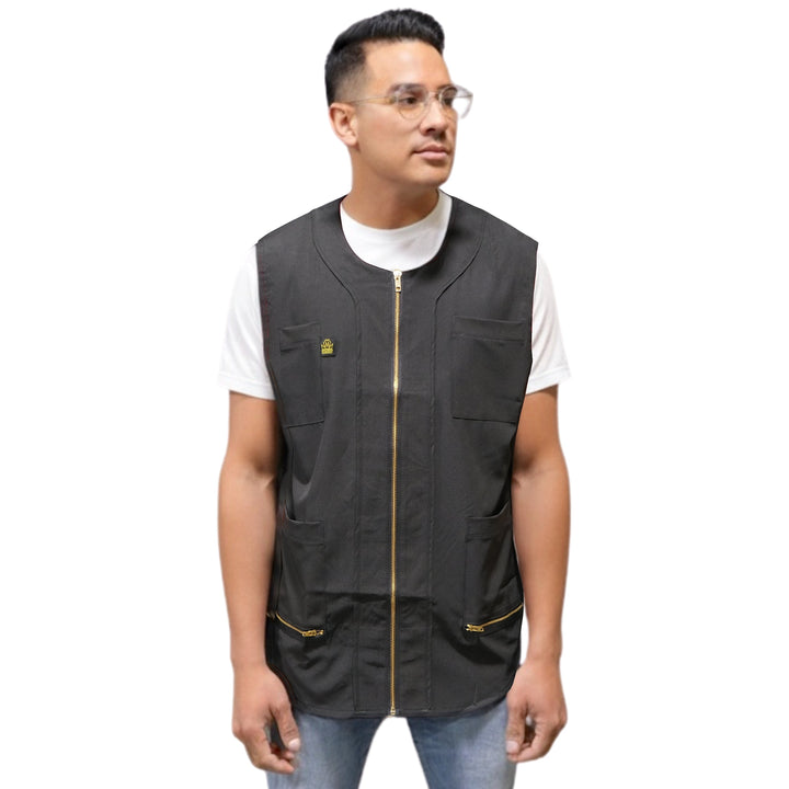 barber vests- vest for barbers -mesh back barber vest - chalecos de barberos- stylist vest- black barber vest-  barber vest 