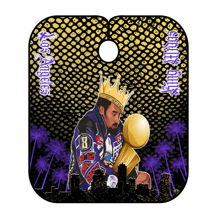 Purple and gold Los Angeles lakers inspired barber cape by King Midas