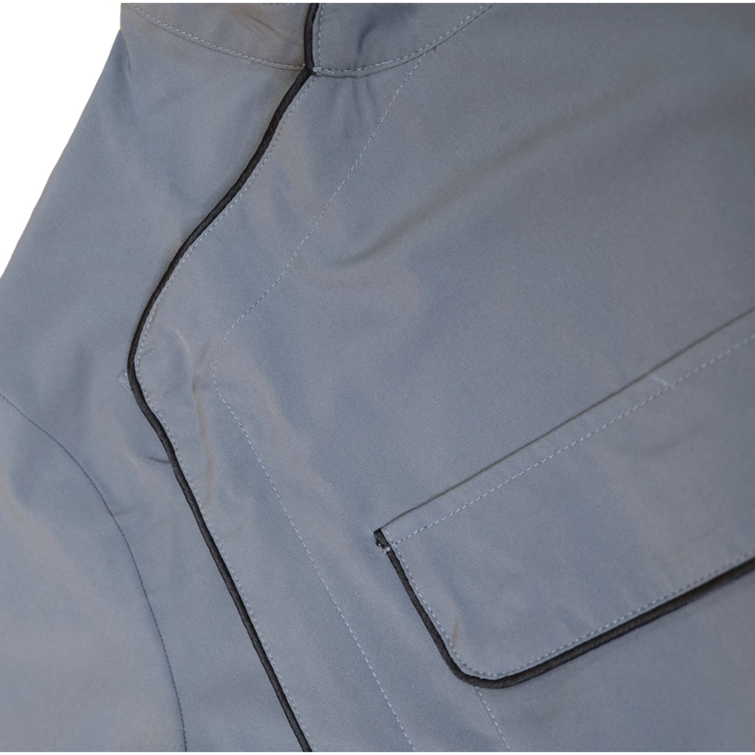 Gray Barber Jacket - Gray barber smocks- Barber Jackets - Barber Smocks - black barber smock - traditional barber smock- black barber jackets - vintage barber jacket - traditional barber jacket-  barber jacket for men  -best barber smock - king midas barber jacket 