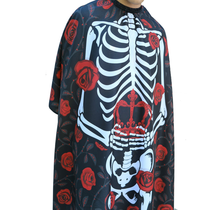 Barber Cape - Skeleton Barber Cape - Crown To The Grave