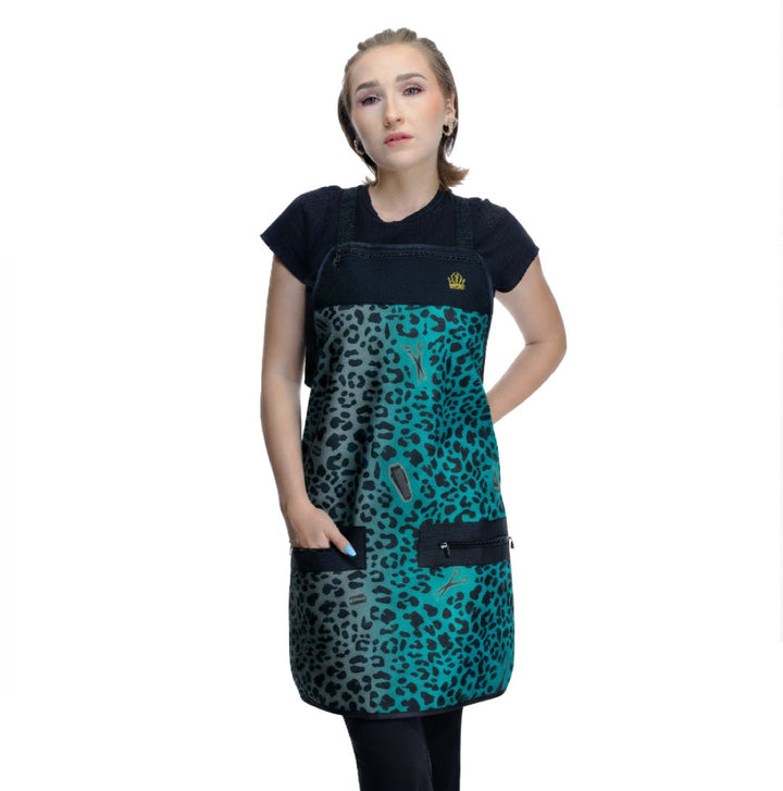 salon apron- leopard print salon apron- leopard hair stylist apron - apron for barber- apron for stylist- salon apron- cheetah hair stylist apron apron