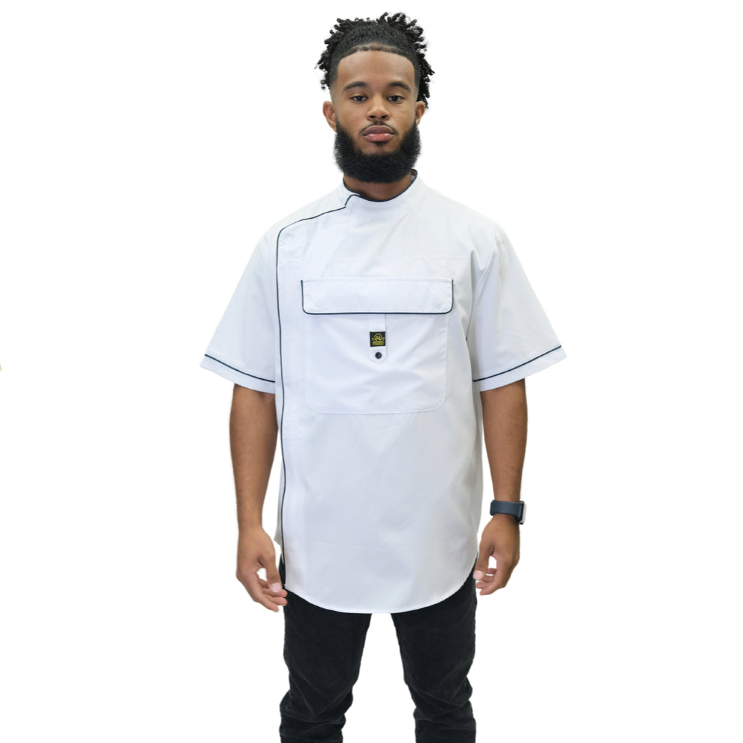 White Barber Jacket - Barber Jackets - white barber jacket- Barber Smocks - black barber smock - traditional barber smock- black barber jackets - vintage barber jacket - traditional barber smocks-  barber jacket for men  -best barber smock - king midas barber jacket 