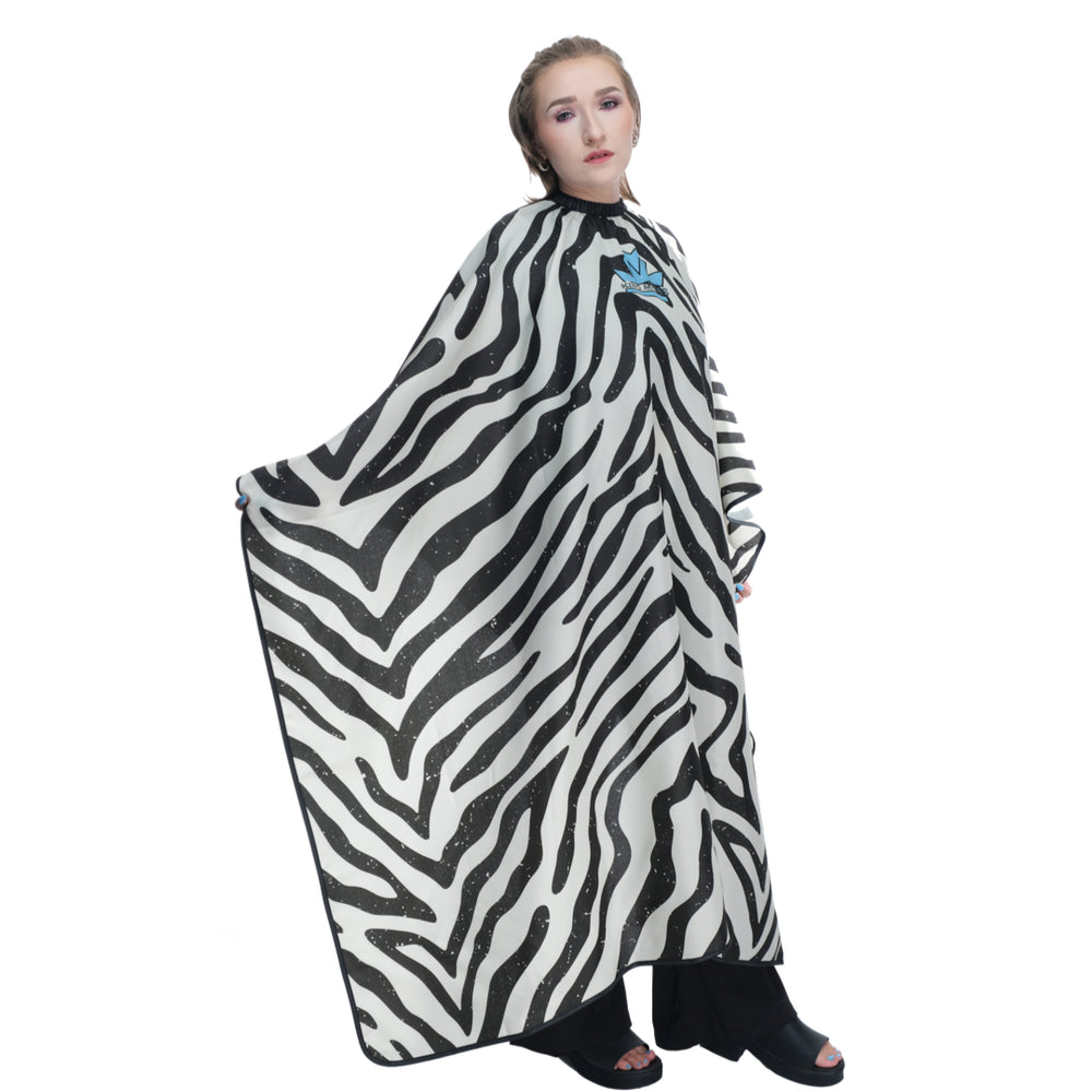 zebra hair stylist cape - zebra salon cape- salon capes- stylist capes -