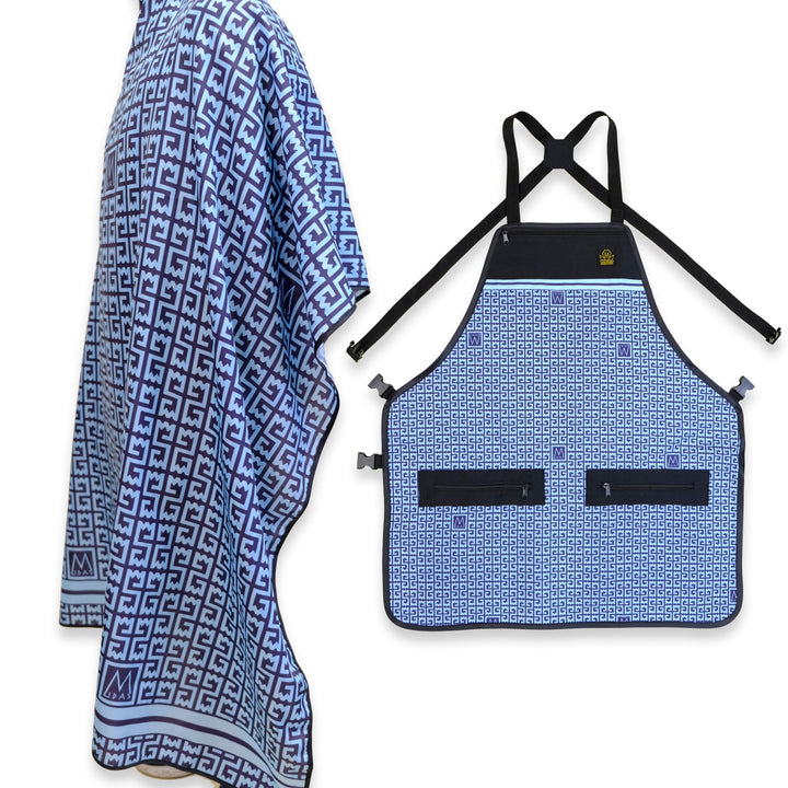  barber apron and cape set- barber cape and apron combo- barber cape-- barber apron for men- barber apron designer- black barber apron-barber apron for sale - mens barber apron-apron for barbers -barber aprons -hair stylist aprons- best barber apron- hair cutting apron - the barber apron- king midas barber apron