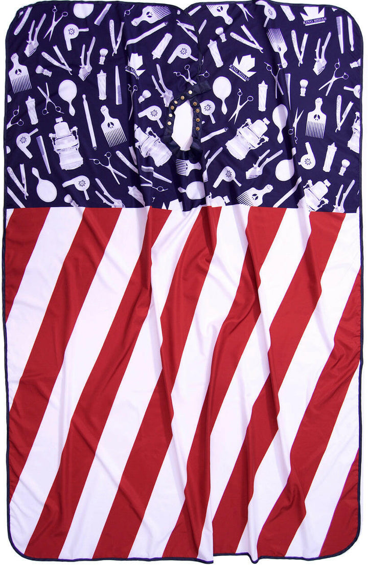 american flag barber cape american flag barber cutting cape usa flag barber cape american flag hair cutting cape barber cape hair cutting capes for men barber cape for men hair cutting cape King Midas cape barbershop cape professional barber cape with snap buttons hair styling cape