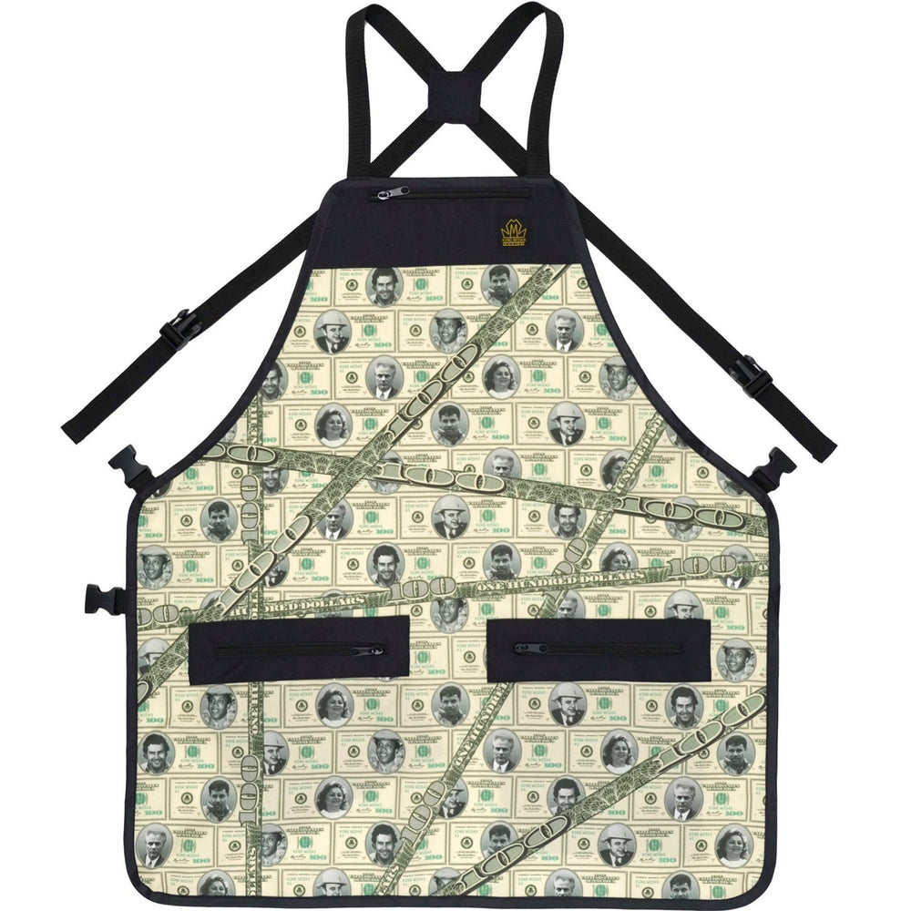 boss money barber apron - barber aprons - barber apron - barber apron for men-apron for barber - chemical proof aprons- hair cutting aprons- hair stylist apron - professional barber apron - barber strong aprons-king midas aprons -barber aprons for sale -barber apron black 