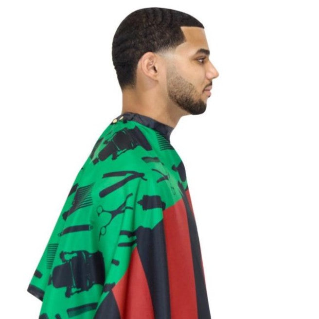 Pan African Flag Barber Cape- Barber capes - Barber Cape - Hair cutting cape - black power barber cape- africa barber cape - professional barber cape- best barber cape - designer barber cape- black power cape