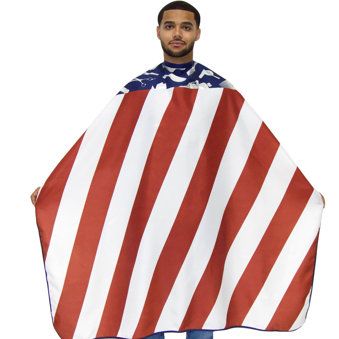 american flag barber cape -american flag barber capes- usa flag barber cape -american flag hair cutting cape barber cape hair cutting capes for men barber cape for men hair cutting cape King Midas cape barbershop cape professional barber cape with snap buttons hair styling cape
