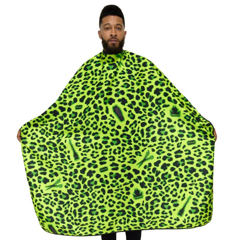 leopard barber cape-  barber capes -styling capes- professional hair cutting capes -extra large hair cutting cape -hair dresssers capes - barbers cape -king midas capes 