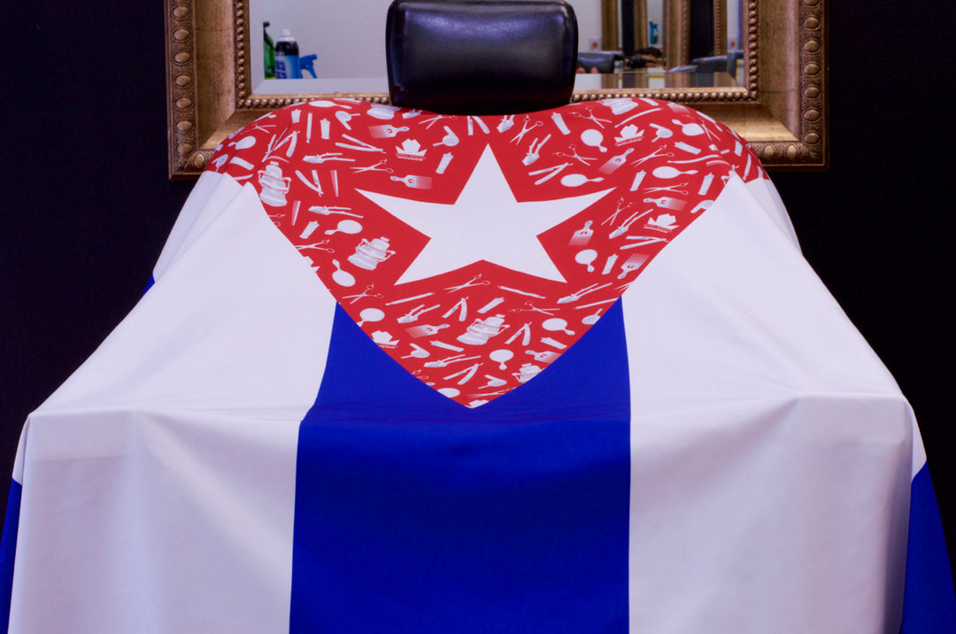 “Cuban Connection” Cuba Barber Cape - Cuban Flag Cape - King Midas Capes