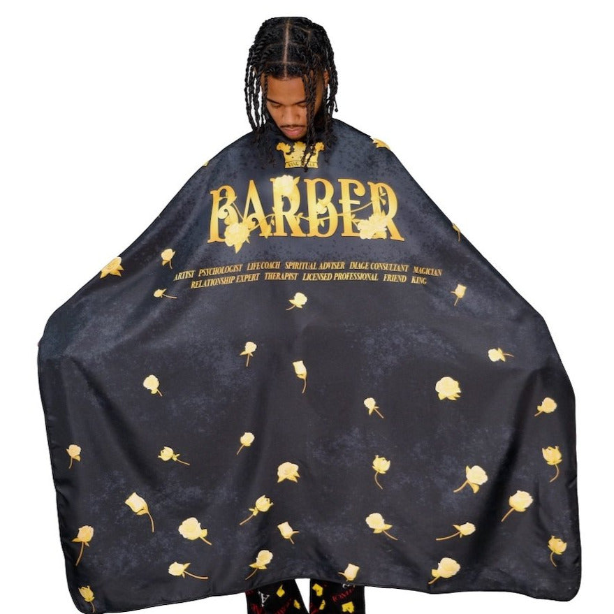 barber cape- hair stylist capes- styling cape - salon capes -barber capes -hair cutting cape- hair cutting capes for men- barber cape for men - King Midas cape- barbershop cape -professional barber cape with snap buttons- hair styling cape -Styling cape- snap button capes- best barber capes- barber capes with designs- barber smocks and capes - barber capes for sale- barber supplies -King Midas 