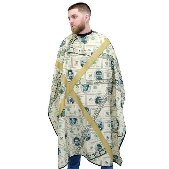 money barber cape- barber cape- barber capes -hair cutting cape- hair cutting capes for men- barber cape for men - King Midas cape- barbershop cape -professional barber cape with snap buttons- snap button capes- best barber capes-  barber capes with designs-  barber capes for sale -King Midas capes
