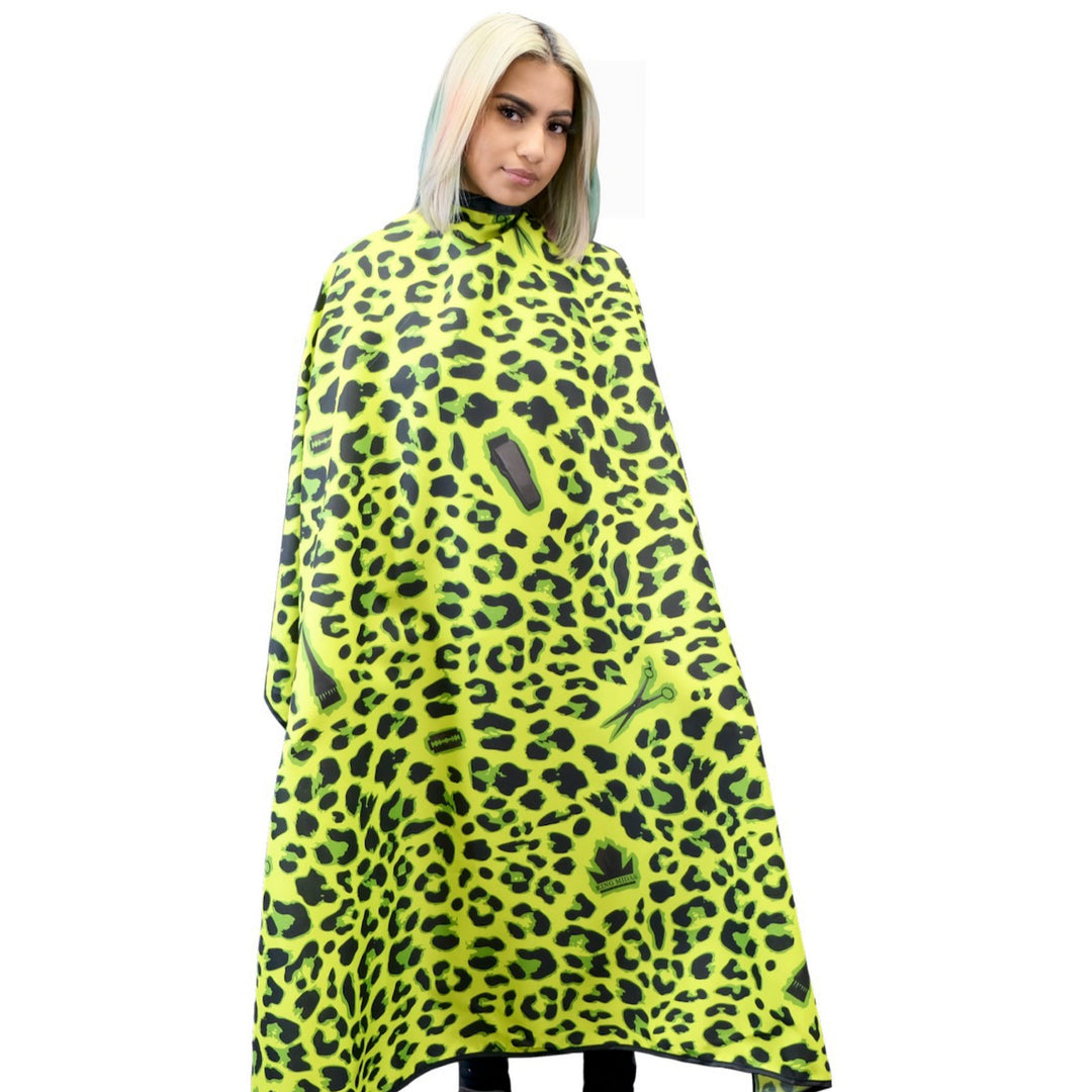 hair stylist cape- salon cape- hair styling cape - leopard print hair stylist cape- leopard barber cape- hair cutting cape 