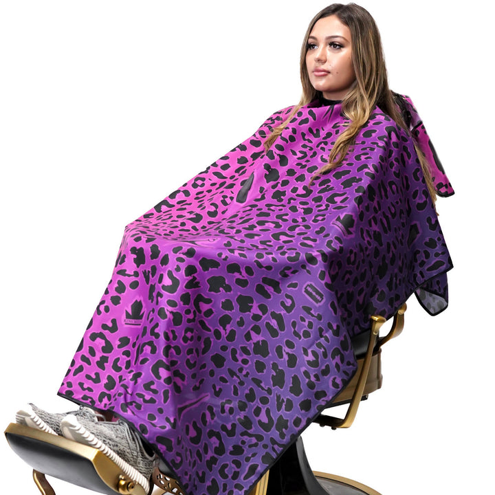hair stylist cape- salon cape- hair styling cape - leopard print hair stylist cape- leopard barber cape- hair cutting cape 