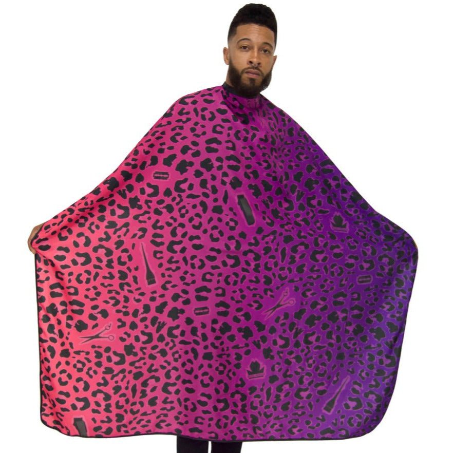 hair stylist cape- salon cape- hair styling cape - leopard print hair stylist cape- leopard barber cape- hair cutting cape 
