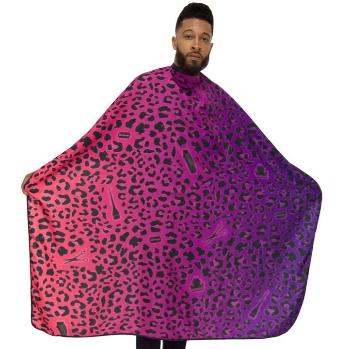 hair stylist cape- salon cape- hair styling cape - leopard print hair stylist cape- leopard barber cape- hair cutting cape 