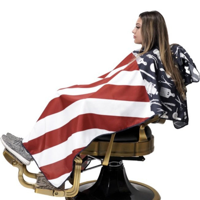 american flag barber cape american flag barber cutting cape usa flag barber cape american flag hair cutting cape barber cape hair cutting capes for men barber cape for men hair cutting cape King Midas cape barbershop cape professional barber cape with snap buttons hair styling cape